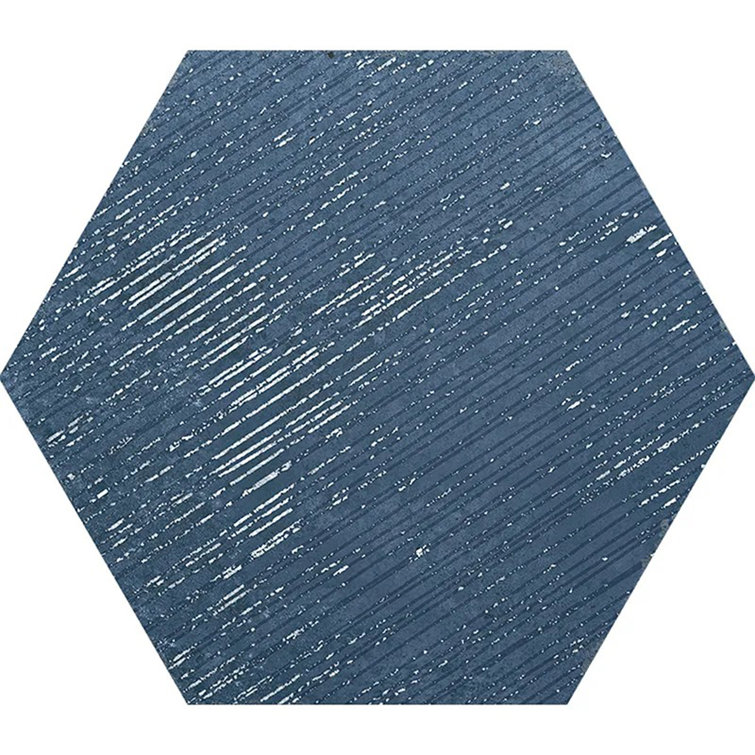 Zenith 9 X 11 In. Textured Indigo Blue Porcelain Hexagon Wall And Floor Tile (8.07 Sq Ft/Case) - 16 Pack