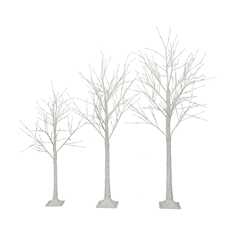 Ensemble d'arbre illuminé, arbre artificiel à 4 lumières à DEL de 48 pi avec lumières blanches chaudes, arbre de Noël pour décoration intérieure et extérieure