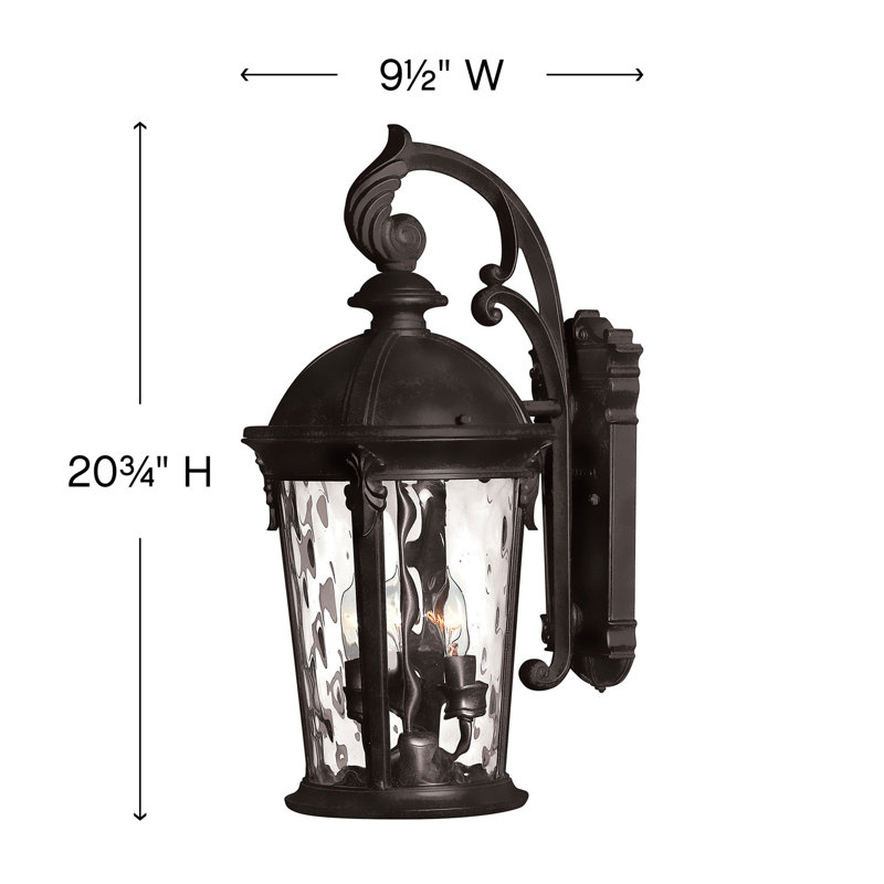 Windsor 3-Light Aluminum Outdoor Wall Lantern, 20.8" H x 9.5" W, 40W Max Candelabra