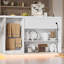 Îlot de cuisine avec rangement, comptoir de bar pour le petit déjeuner - table basse fixe