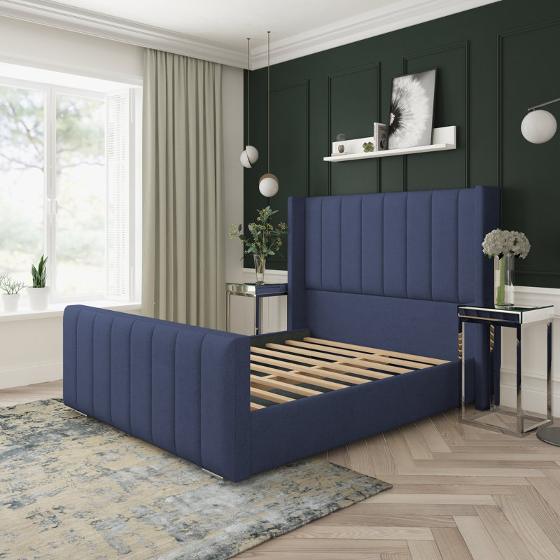 Aspen Wool Upholstered Bed Frame, Sapphire, Double (4'6)