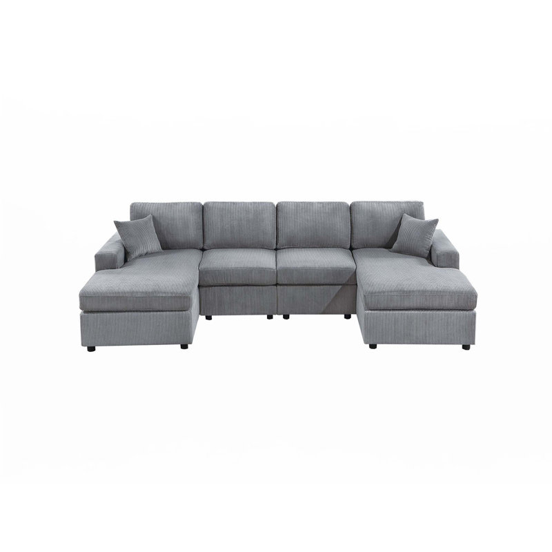 2Pc Sectional Set, Fog Corduroy
