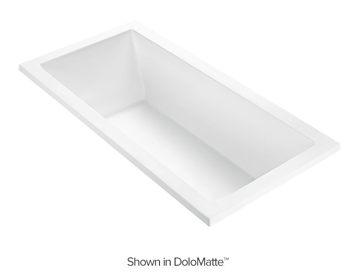 Andrea® 19 DoloMatte 54" x 32" Soaking Solid Surface Bathtub, Undermount, 20.25" H x 72" W x 35.75" D