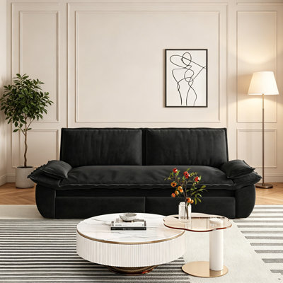 73.2" Queen Pull Out Sofa Bed,3-In-1 Convertible Sleeper Sofa,Multi-Functional Velvet Loveseat Bed,Black(Old Sku:W1885S00050)