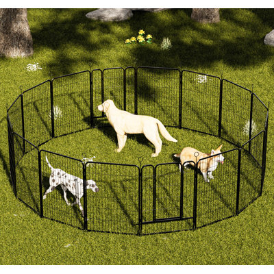 16 Panels Heavy Duty Metal Playpen With Self-Locking Gate, Extra Tall 40" Dog Fence Pet Exercise Pen For Outdoor And Indoor-Easy Setup Exercise Pen For Large Dogs