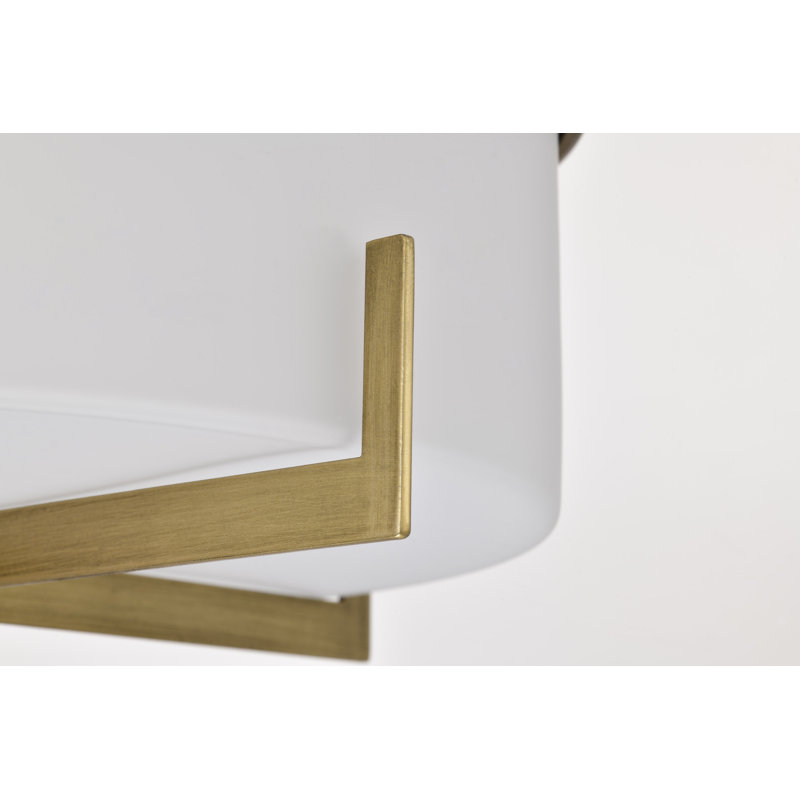 Roselle - 15 Inch Flush Mount with White Glass, Natural Brass
