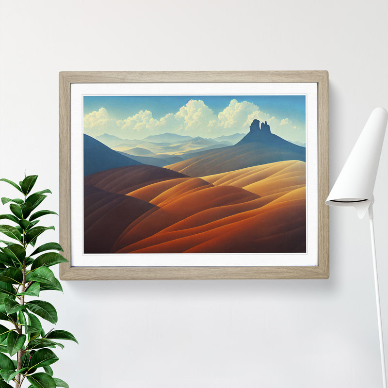 Unique Mountain Landscape - Framed Print, 25cm H x 34cm W x 2cm D, Oak Framed