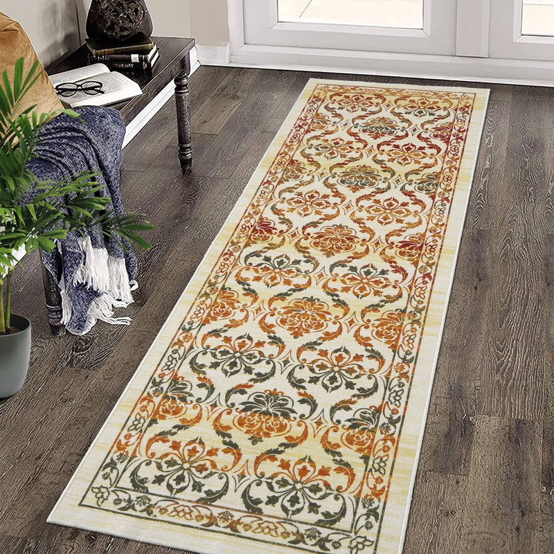 Sionn Washable Floral Indoor Rug, Runner 2' x 8'