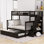 Lit superposé avec lit gigogne, rangement et barrière de sécurité pour chambre à coucher, dortoir, pour adultes