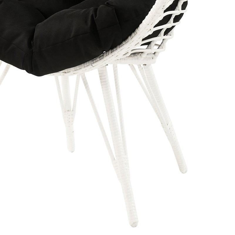Chaise de patio confortable avec coussin en mousse noir et blanc - moderne