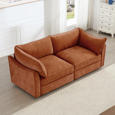 2 Seater Sofa With Pull Out Storage Drawers Under Each Seat, Crescent-shaped Armrests And Wraparound , Suitable For Small Living Rooms, Chenille