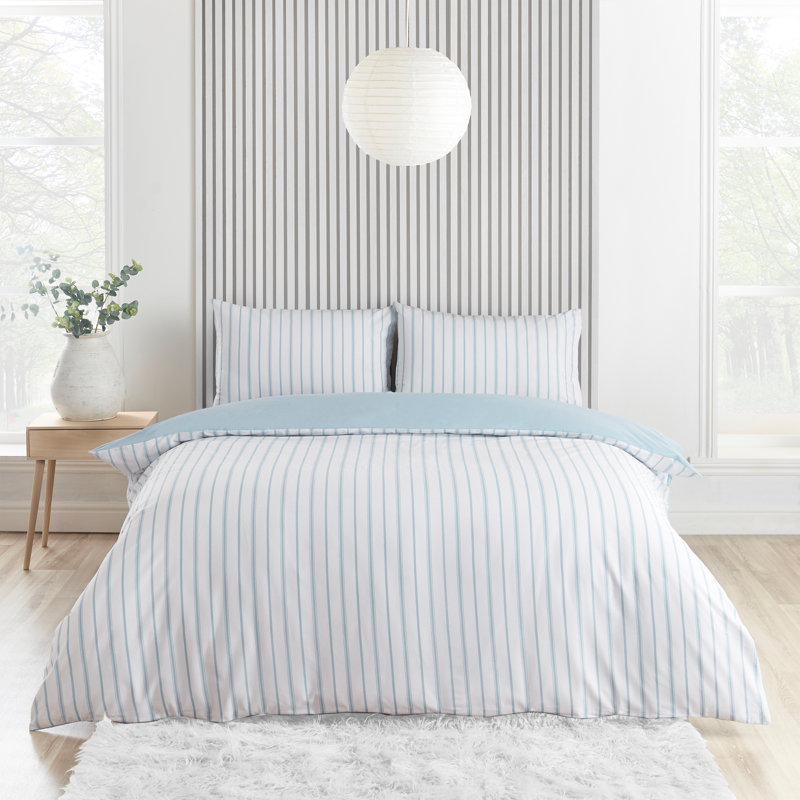 Meadowsweet Floral Reversible Duvet Cover Set with Pillowcases, Blue, Single Duvet Cover + 1 Standard Pillowcase