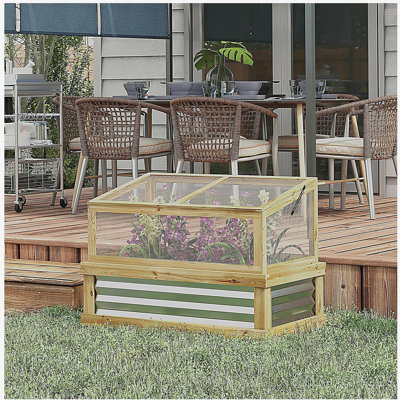 Lit de jardin surélevé avec serre en polycarbonate Outsunny