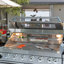 Barbecue au propane à 6 brûleurs Daheat Deluxe en acier inoxydable de 43 po avec rôtissoire, comptoirs en granit, armoire de rangement, évier, argent