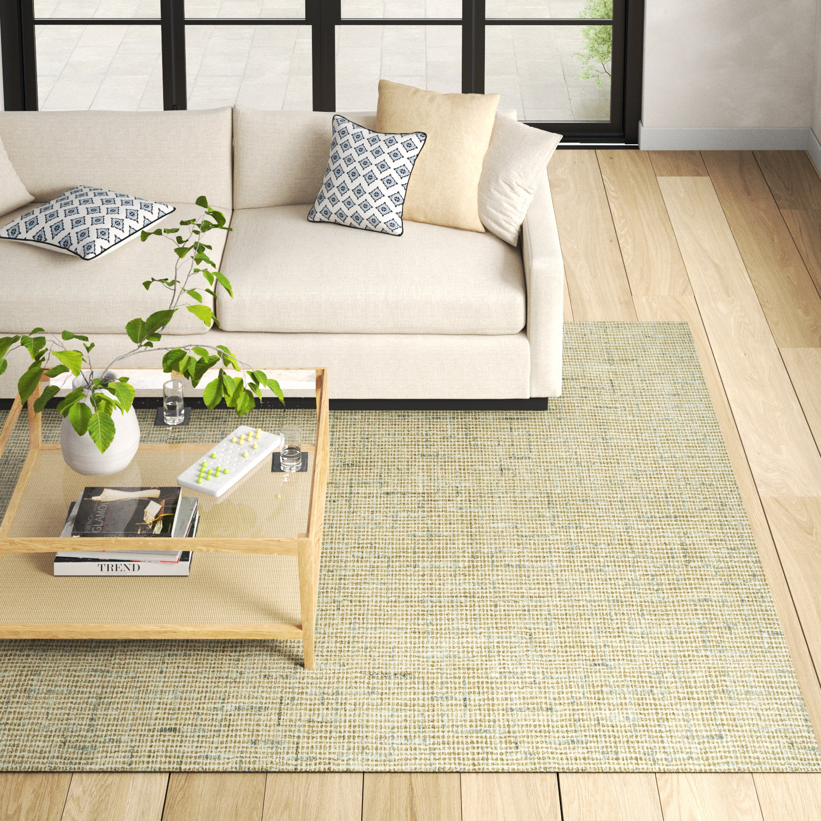 Caryville Beige Hand-Tufted Wool Rug, Rectangle 8'6" x 11'6"