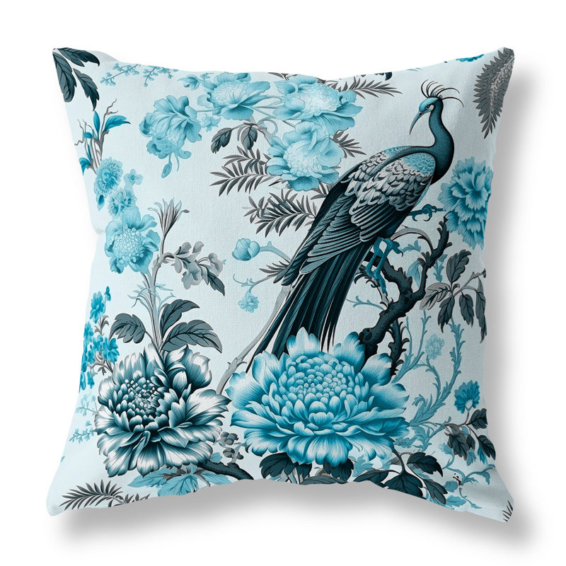 Coussin Peacock Panache, H 20 po x l 20 po, Vert / gris