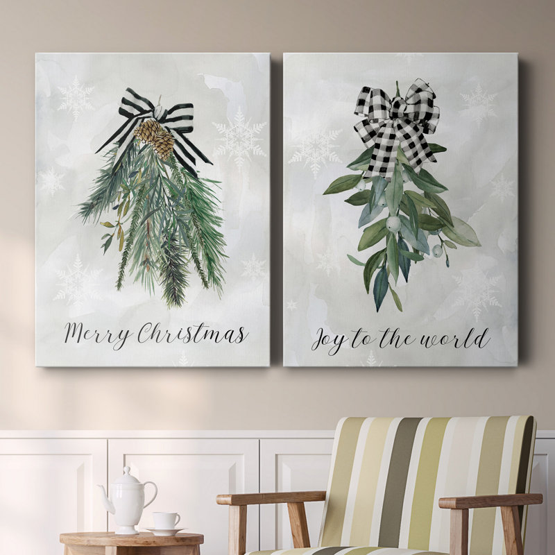 Sprig of Christmas Time - ensemble de 2 reproductions d'art, H 20 po x l 32 po, Toile tendue, Sans cadre