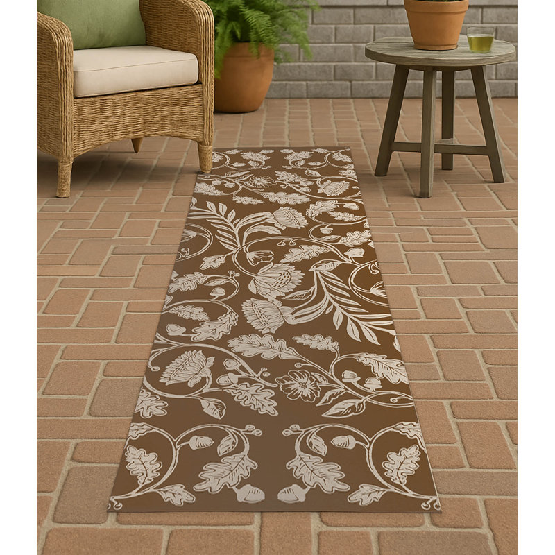Autumn Vines Non Slip Outdoor Rug, Runner 2'6" x 8'