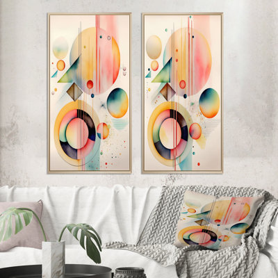 Pastel Minimalist Multi Shape Art II - ensemble de 2 décorations murales modernes