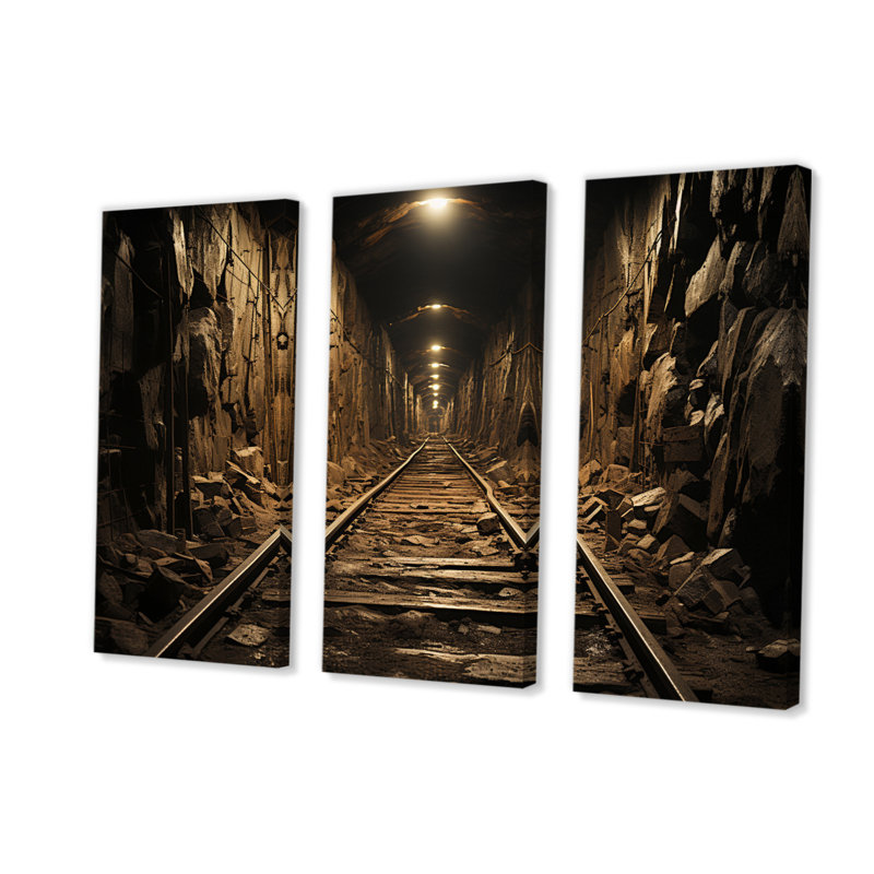 Impression sur toile 3 pièces Brown Tunnel, H 28 po x l 36 po x P 1 po