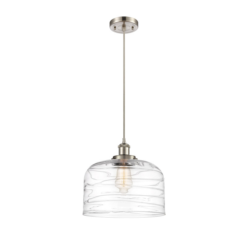 Luminaire suspendu en forme de dôme à 1 lumière Greydon, Nickel satiné brossé