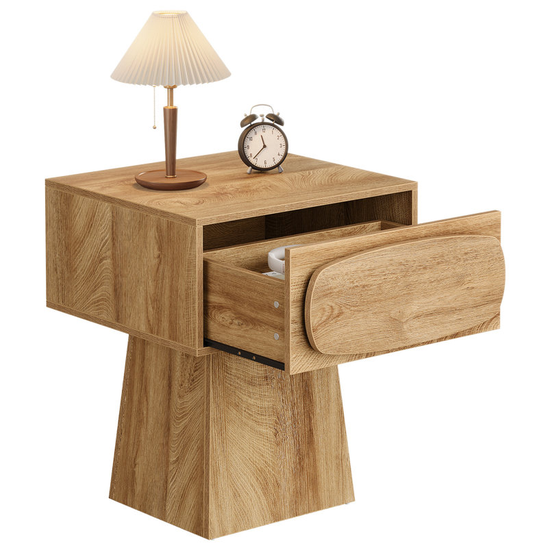 Table de chevet de chevet avec tiroir, Individuel, Brun