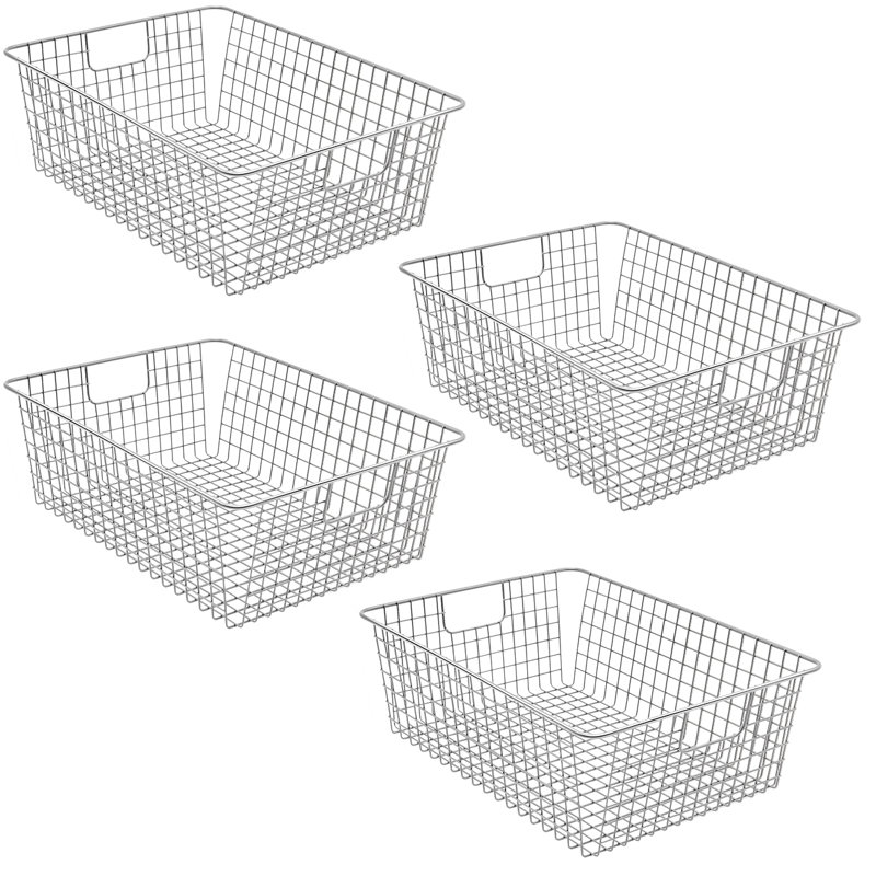 Panier en métal avec poignées en métal, Argent