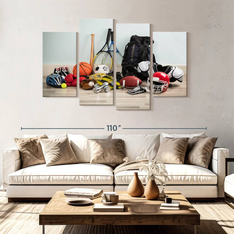 Assorted Sports Gear, 54" H x 84" W