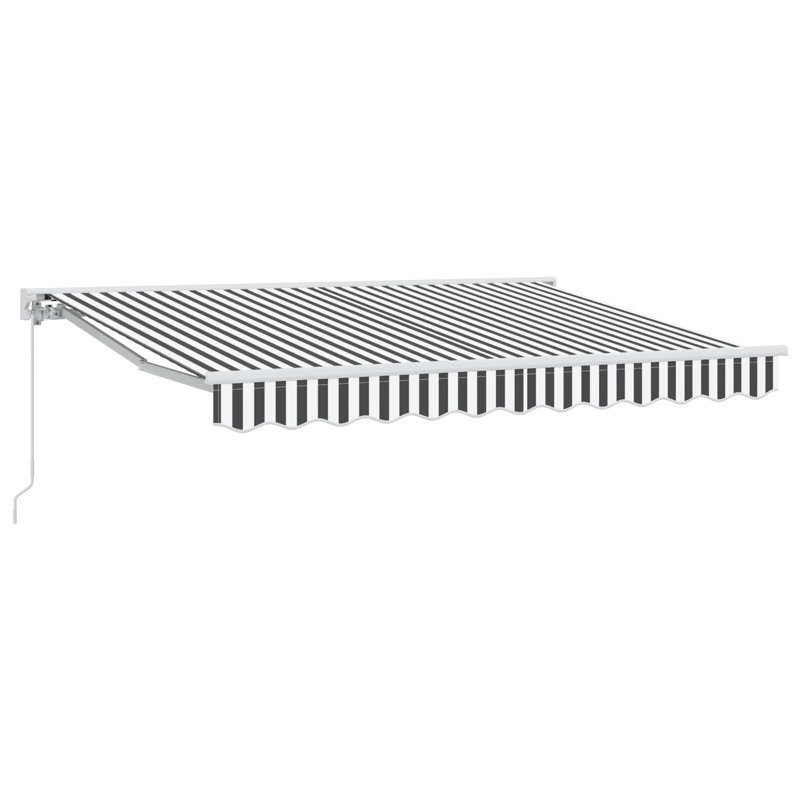 VidaXL Polyester Cover Retractable Patio Awning, 300cm W x 250cm D, Striped, White/Anthracite/White