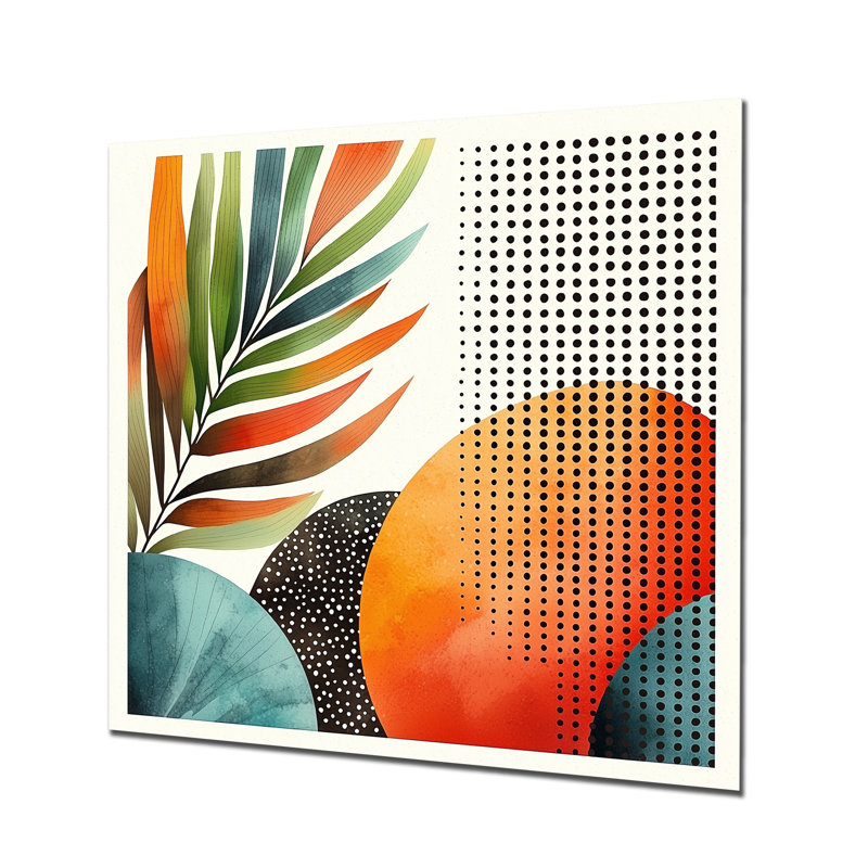 «Mid Century Botanical Collage», impression murale en métal Mid Century, H 36 po x l 36 po x P 0,84 po