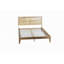 Grand lit en bois massif avec tête de lit en rotin, rangement sous le lit et pieds de support, chêne blanc