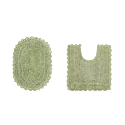 Janek 100% Cotton Tufted 2 Piece Bathroom Rug Set, Reversible, Super Absorbent & Extra Soft Machine Washable Bath Rug