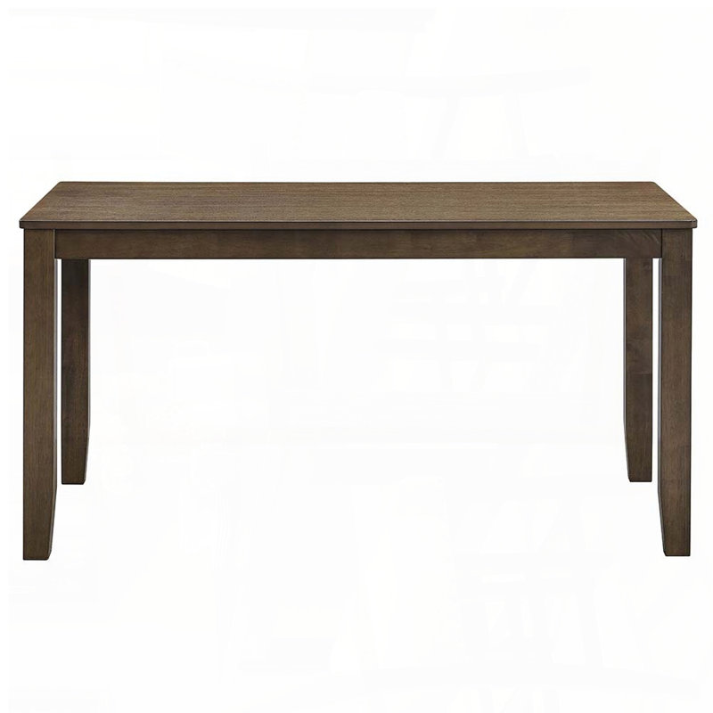 Walnut Finish Rectangular Dining Table with Solid Rubber Wood