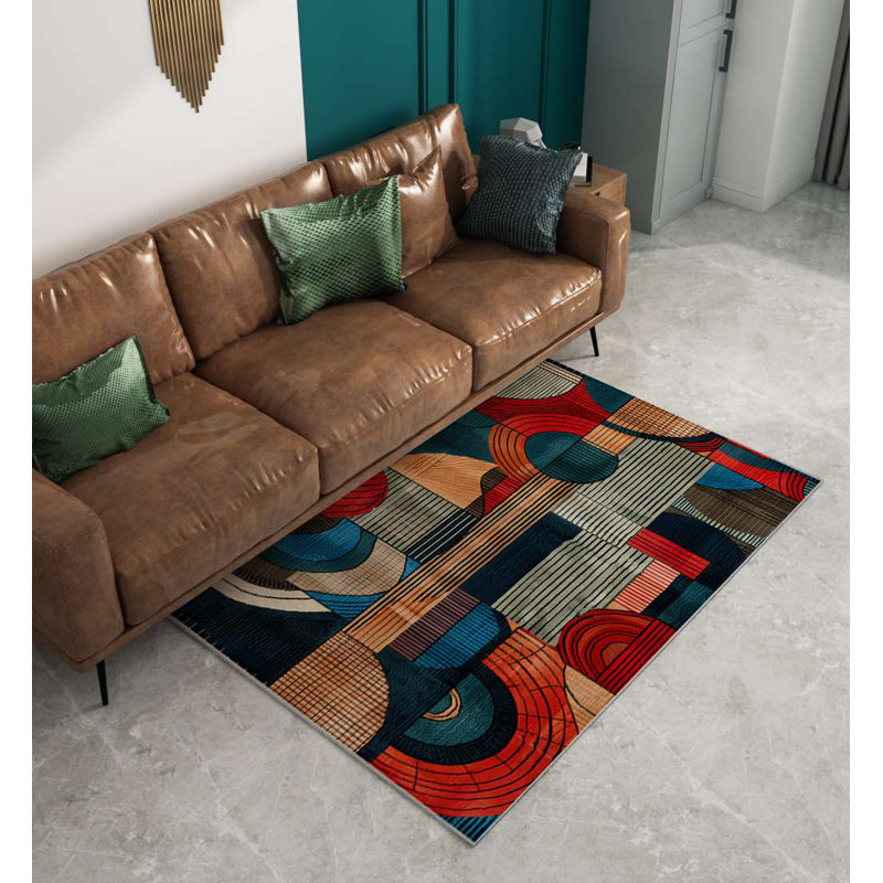 Premium Machine Woven Area Rug, 3.3 x 4.6 Feet, 60% Cotton & 40% Polyester | Non-Slip Cotton Underside, 0.3 in Total Thickness | Easy to Clean, Durable Digital Print Design for Living Room & Bedroom Decor