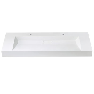Lavabo de salle de bain rectangulaire en granite composite blanc 60 po Cedrice