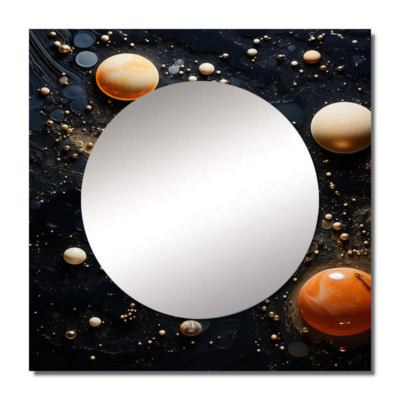 Alano - Abstrait café Nitro Nebula II formes abstraites grand miroir carré décoratif mural pour chambre à coucher