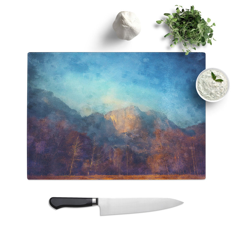 Tempered Glass Mountain Path Chopping Board, 28.5 cm x 39 cm