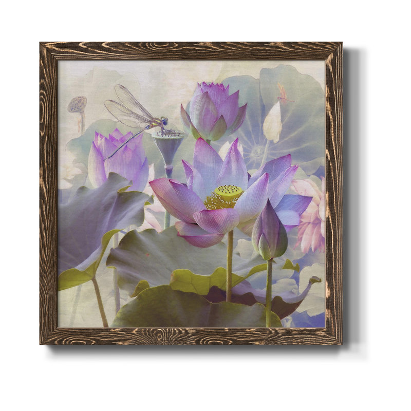 Lotus Sanctuary II - Toile encadrée de qualité supérieure - prête à être accrochée, H 27,5 po x l 27,5 po x P 1,5 po