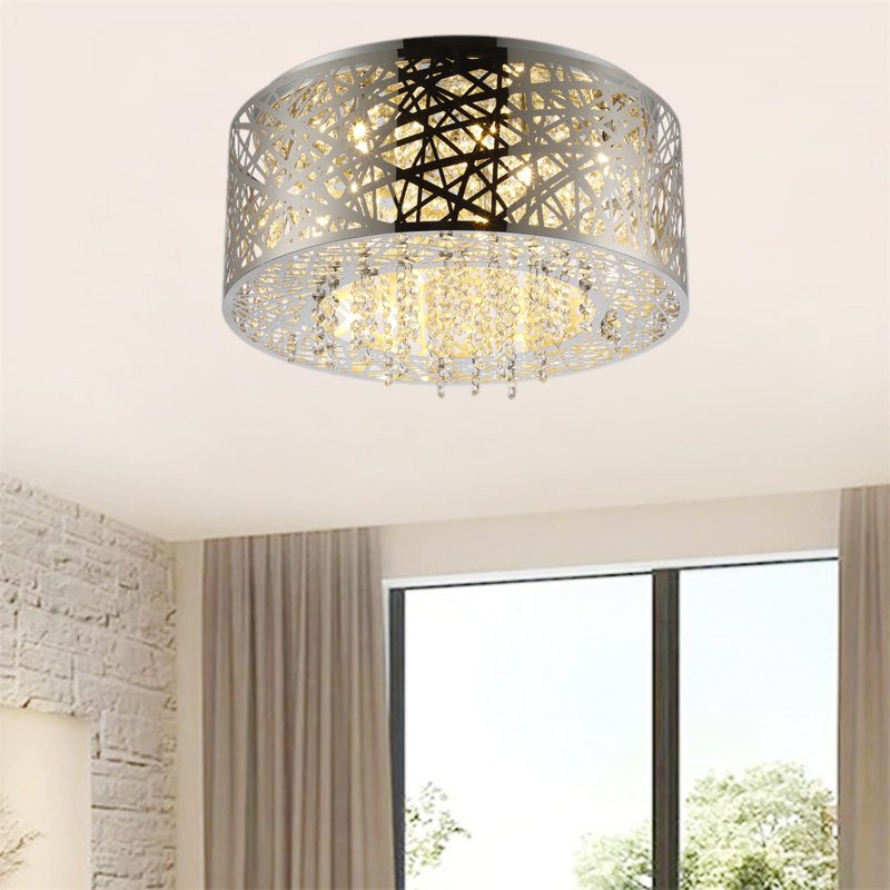 Plafonnier encastré 8 lumières Buco, Chrome poli