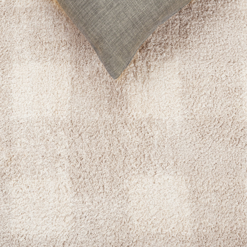 Barclay Plaid Hand Woven Flatweave Cotton Area Rug in Beige, Square 6'