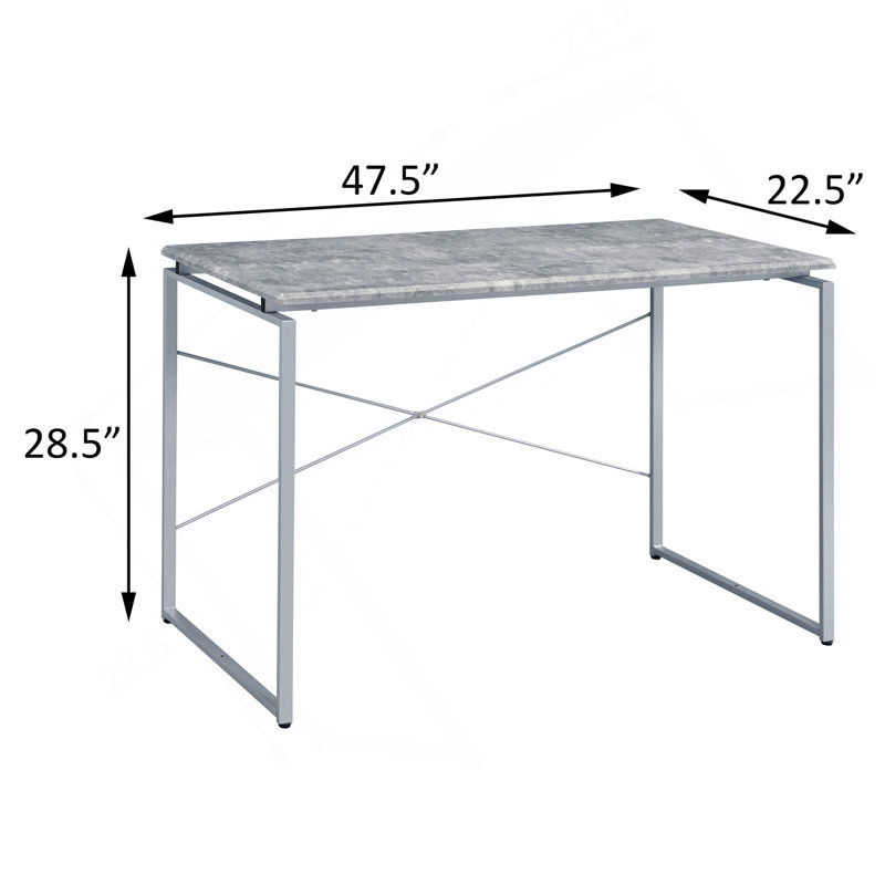 Bureau d'écriture gris et argent avec base en métal