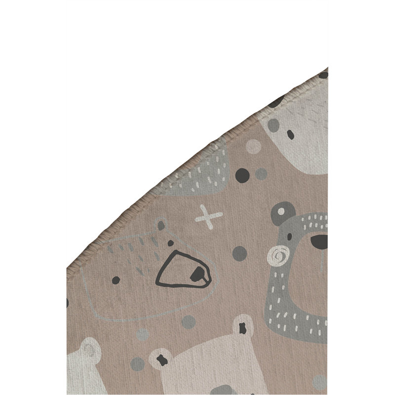Bear Face Kids Play Mat, Round 5'