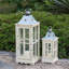 Ensemble de 2 lanternes en bois et en verre, ensemble de lanternes en bois rustique pour décoration intérieure et extérieure