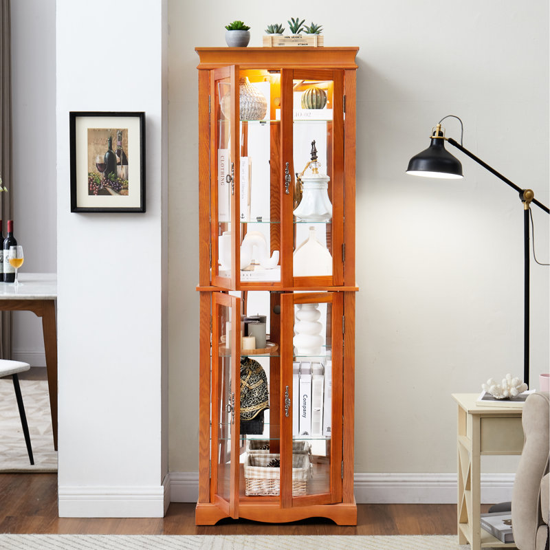 Armoire éclairée en verre avec une esthétique exquise et des tablettes réglables Cloison mobile à vin de style sophistiqué