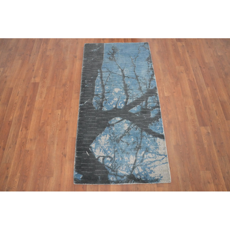 Handmade Abstract Oriental Runner Rug 2x5