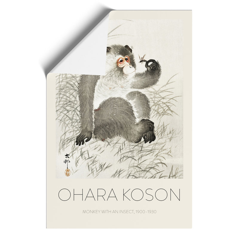 Monkey with an Insect Print by Ohara Koson - Frameless Print, 59cm H x 42cm W x 0.1cm D
