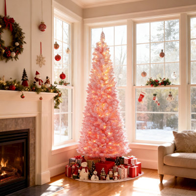  Arbre de Noël illuminé 7 pi avec 7 branches de PVC floquées neige