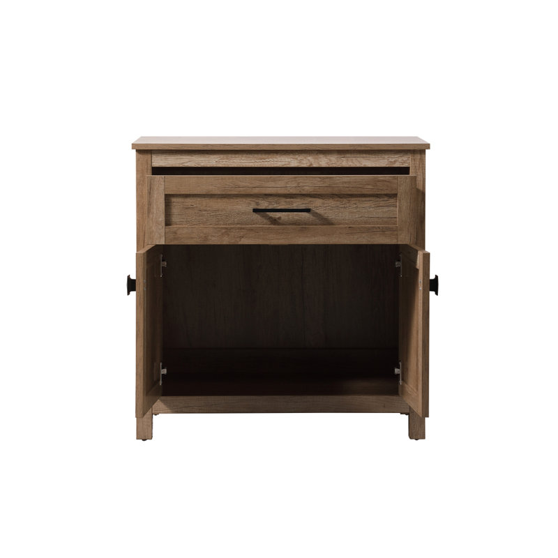 Rangement pour salle de bain Destinyann, Chêne naturel / noir mat