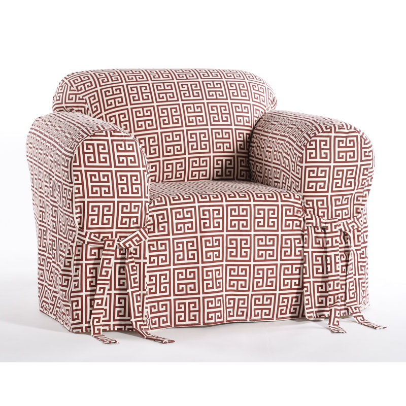 Housse pour fauteuil à coussins carrés/rectangulaires, Rouge / Crème