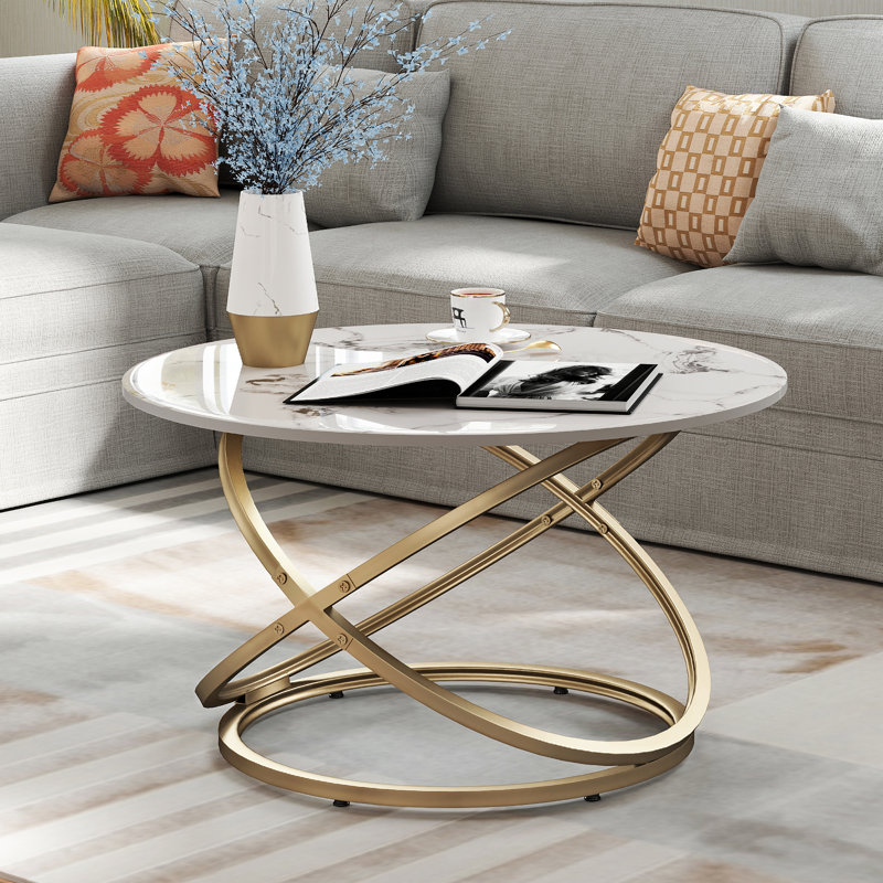 Reepham Frame Coffee Table with Storage, White/Gold